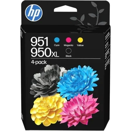 HP Paquete de 4 Cartuchos de Tinta Originales 950XL Negro y 951 Cian/Magenta/Amarillo HP Paquete de 4 Cartuchos de Tinta Originales 950XL Negro y 951 Cian/Magenta/Amarillo